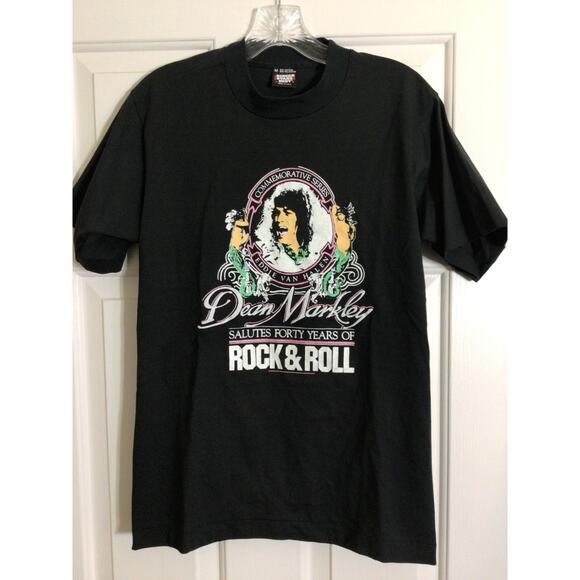 Vintage 90s Eddie Van Halen dean markley rock & roll band tee t shirt men MEDIUM - Picture 1 of 3